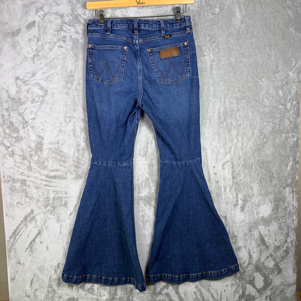 Wrangler Retro Trumpet Flare Jeans 29x32 High Rise Bell Bottom Blue Denim Pants - Picture 2 of 13